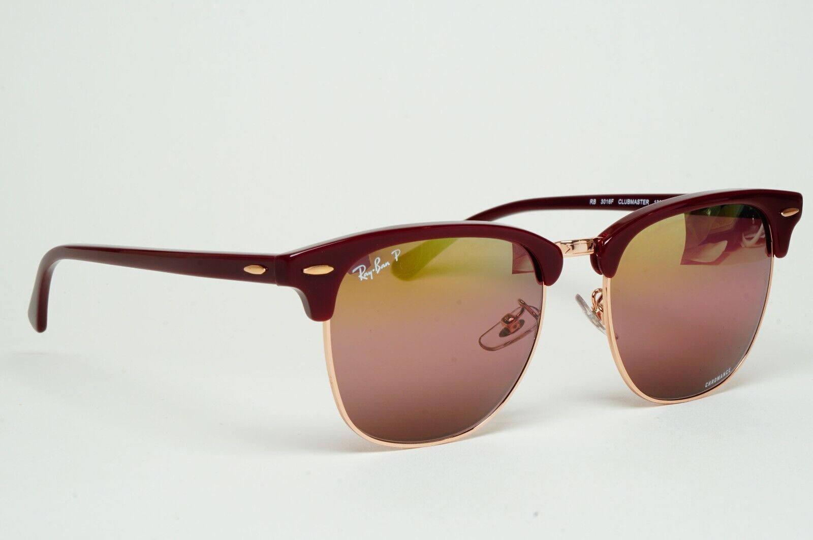 Ray-Ban Sunglasses Clubmaster Chromance Polarized Red Bordeaux RB 3016F 1365/G9