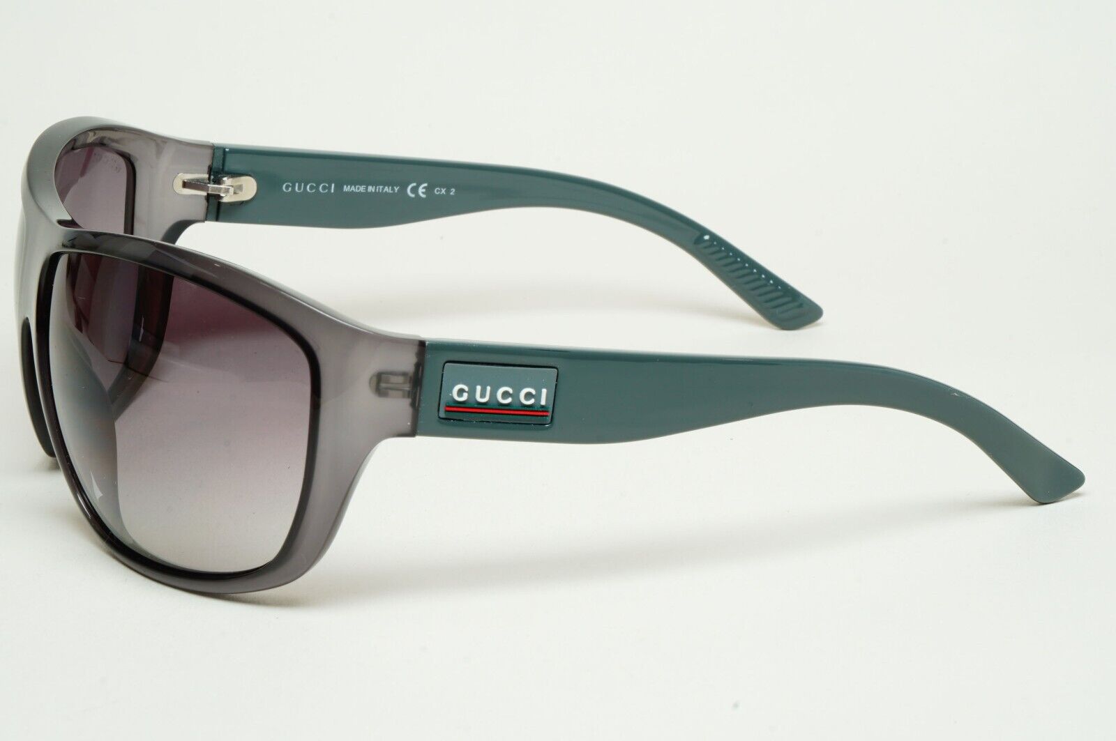 Gucci Sunglasses 2006 Vintage Grey Wrap Green GG 1632/S MFBN3 100225