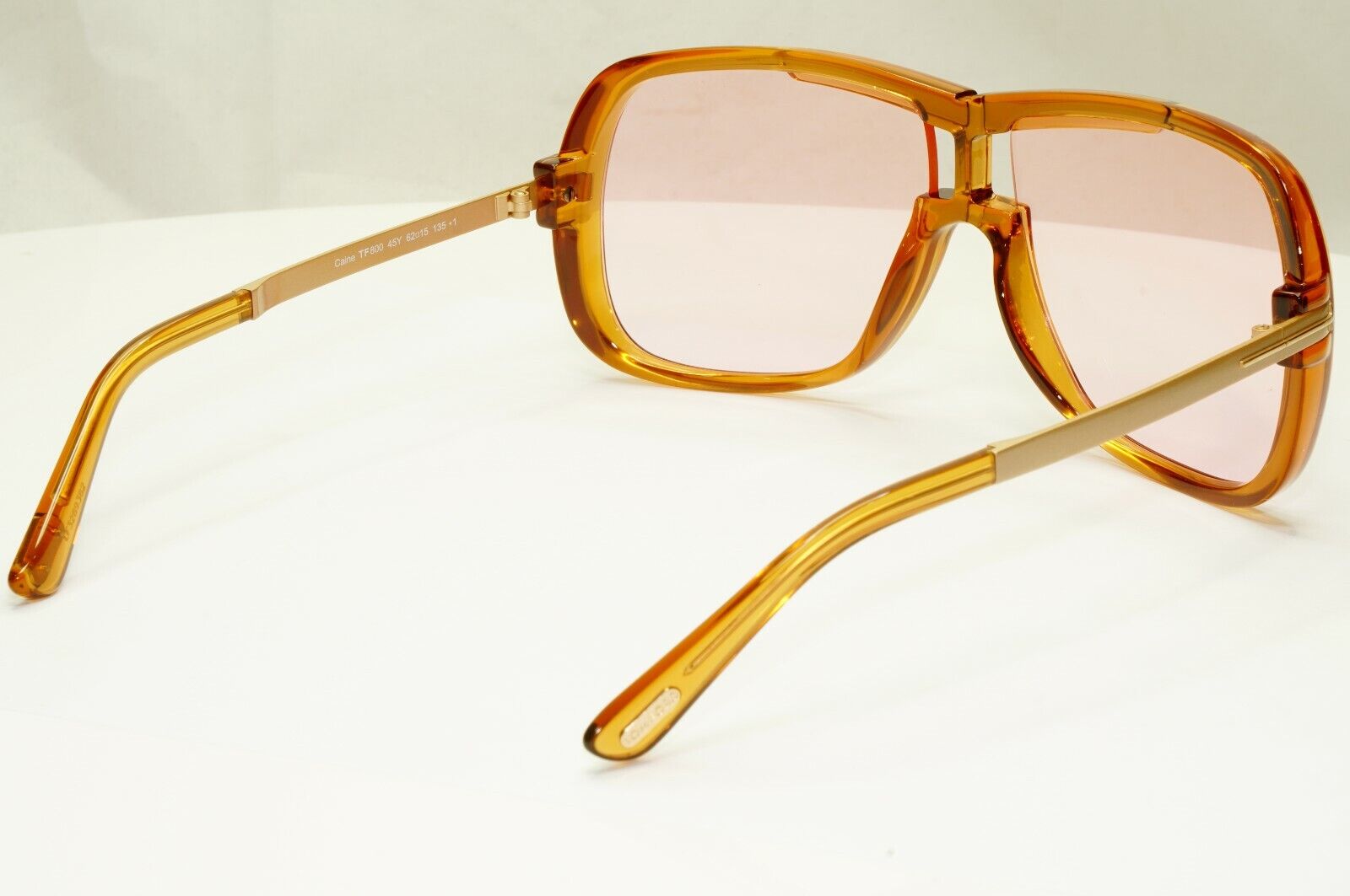 Tom Ford Pink Brown Sunglasses Gold Honey Square Mens Fashion Caine TF 800 45Y