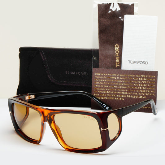 Tom Ford Sunglasses Rizzo Side Window Brown Yellow Square FT0730 TF 730 48E