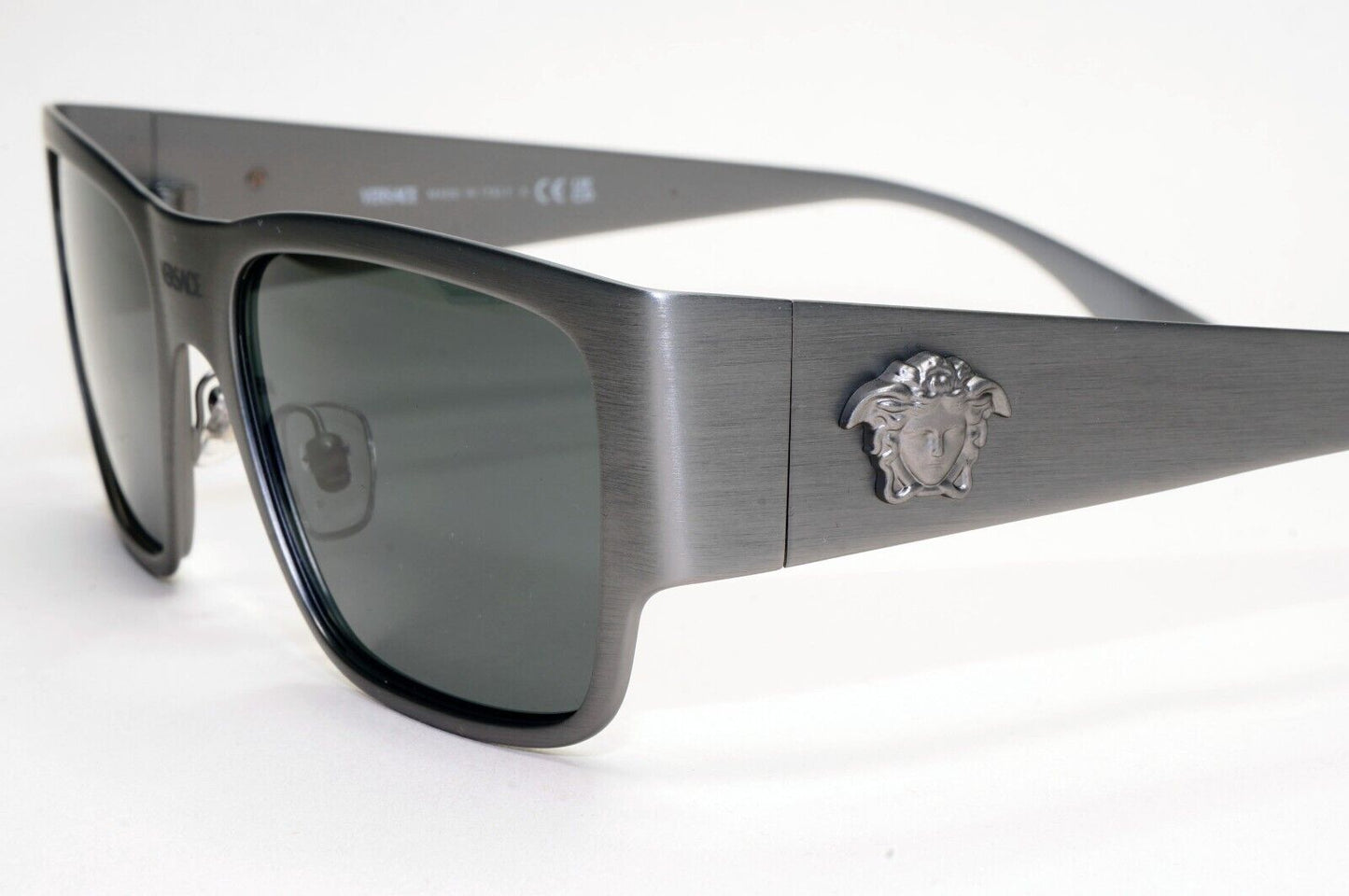 Versace Sunglasses Gunmetal Medusa Dark Silver Brushed Matte MOD VE 2262 1262/87