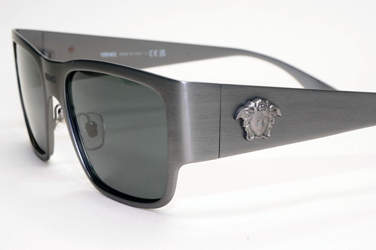 Versace Sunglasses Gunmetal Medusa Dark Silver Brushed Matte MOD VE 2262 1262/87