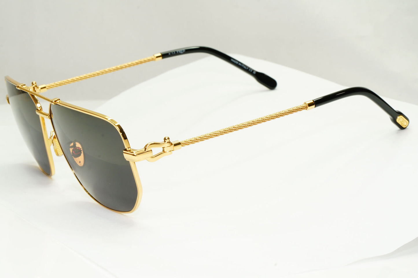 Fred Sunglasses FG50013U Gold Black Cable Twist Square Pilot 030 Force 10