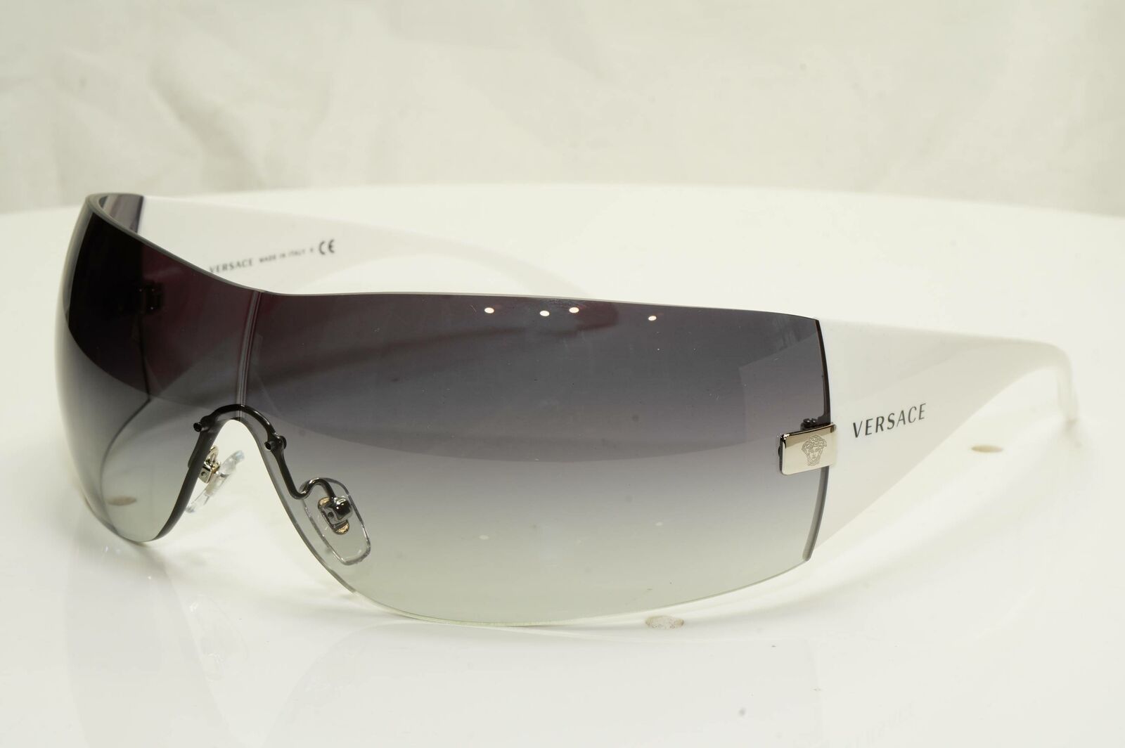 Authentic Versace Sunglasses White Shield Mens Womens Visor Ski 2054 1000/8G