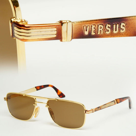 Versus Sunglasses 1996 by Gianni Versace Vintage Navigator Brown MOD F04 COL 32M