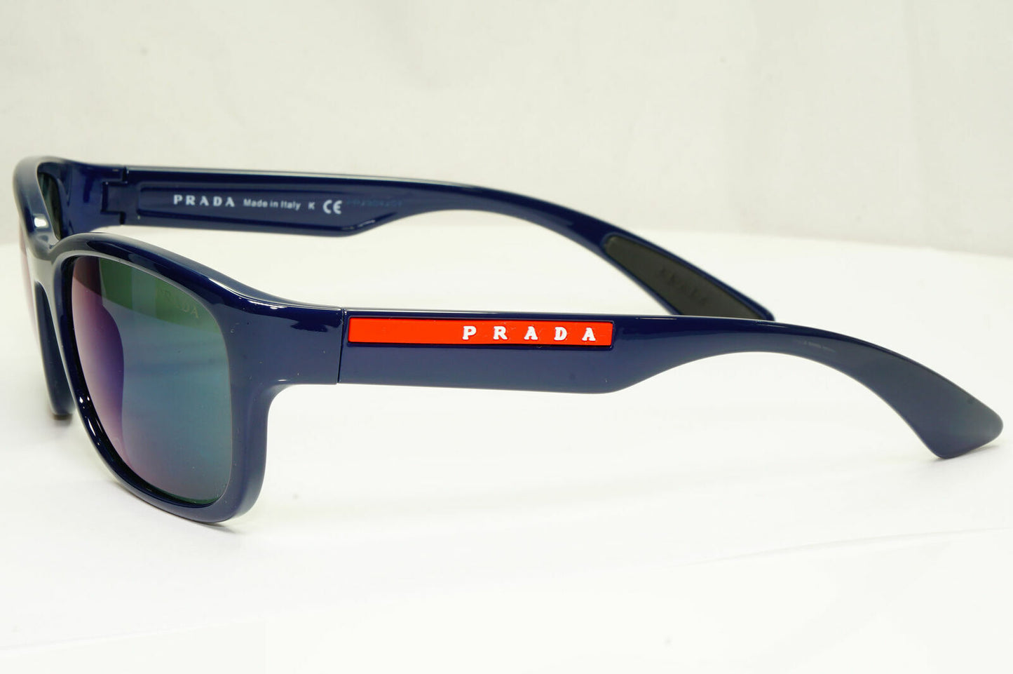 Prada Sunglasses Blue Mens Designer Square SPS 05V MAB-387 Red Stripe Sport