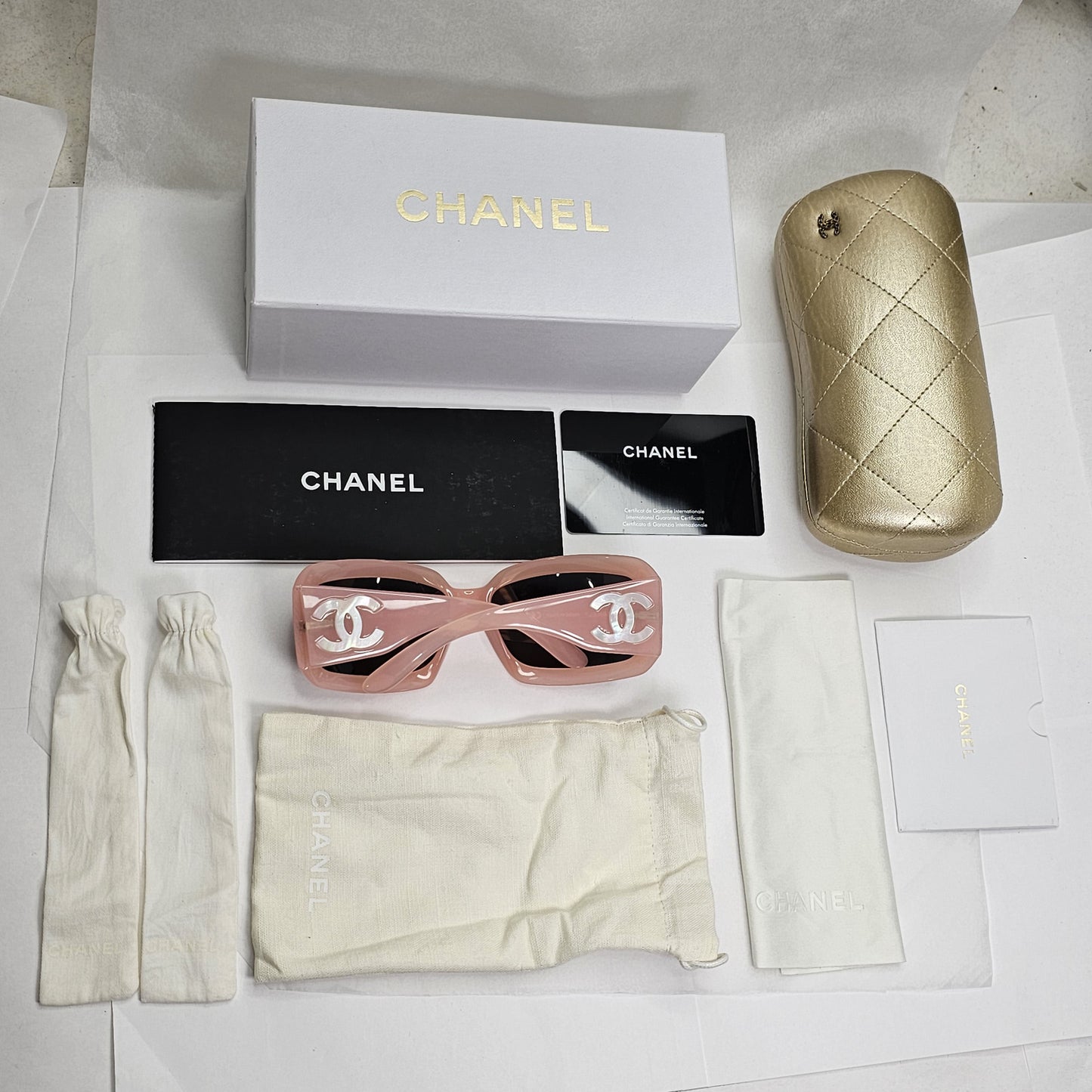 Chanel Sunglasses Mother of Pearl 2006 Vintage Pink Black 5076-H c.671/11 270124