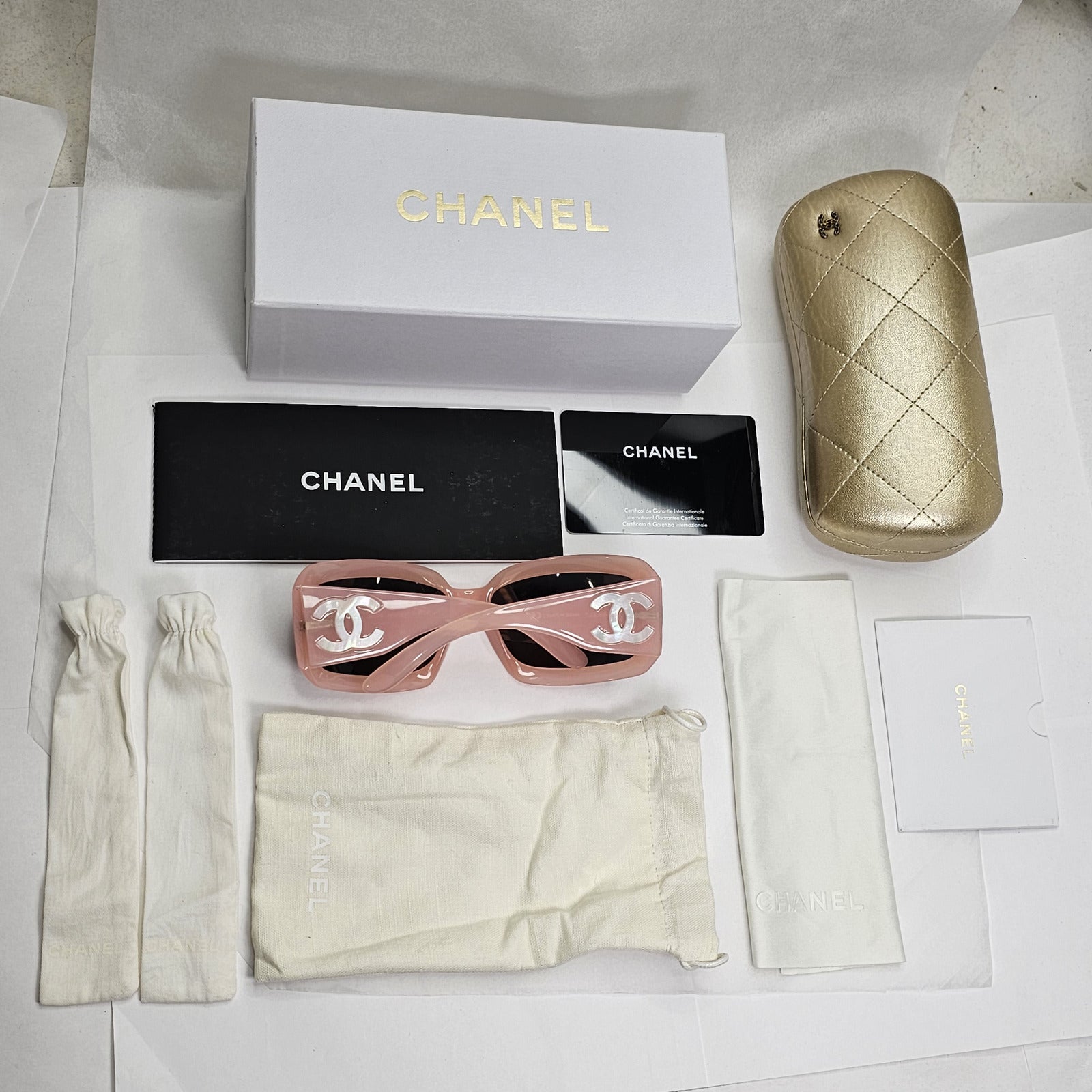 Chanel Sunglasses Mother of Pearl 2006 Vintage Pink Black 5076-H c.671/11 270124