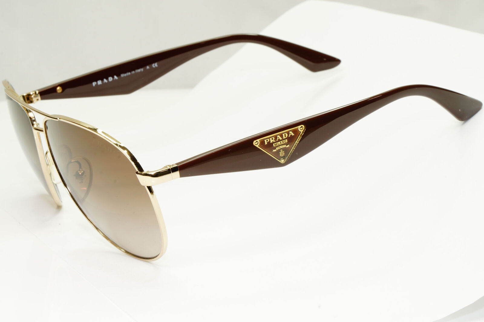 Prada Sunglasses Triangle Logo Pilot Gold Brown Gradient PR53QS SPR 53Q ZVN-1X1