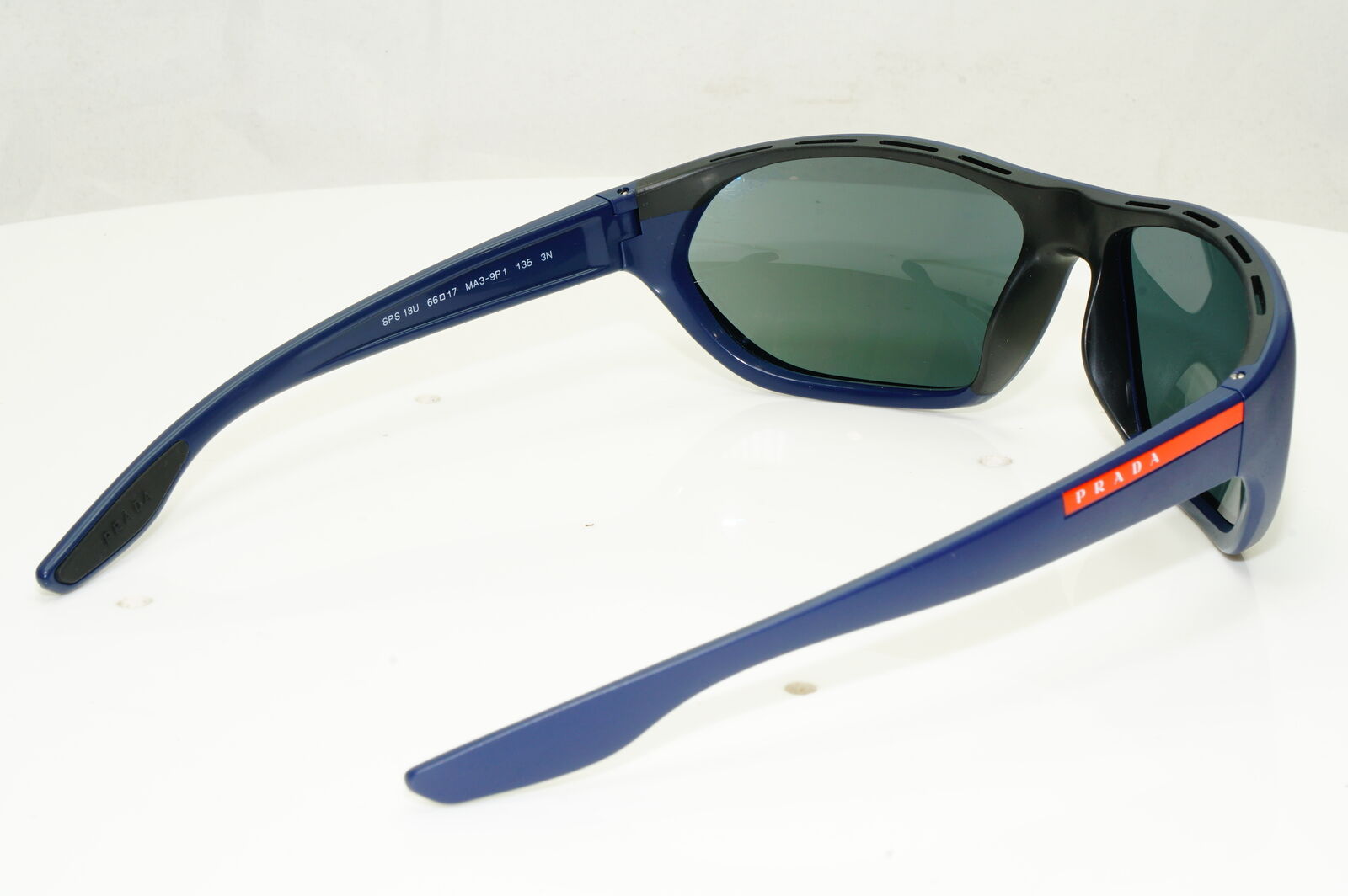 Authentic Prada Mens Blue Navy Mirrored Sunglasses Wrap SPS 18U MA3-9P1