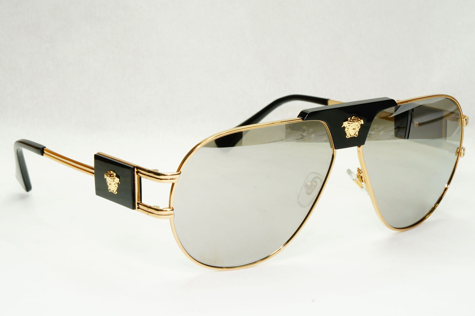Versace Sunglasses Gold Silver Mirror Metal Pilot Large MOD VE 2252 1002/6G