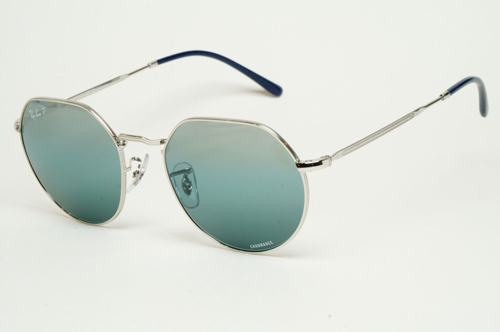 Ray-Ban Sunglasses Polarized Jack Chromance Silver Blue RB 3565 9242/G6 53mm