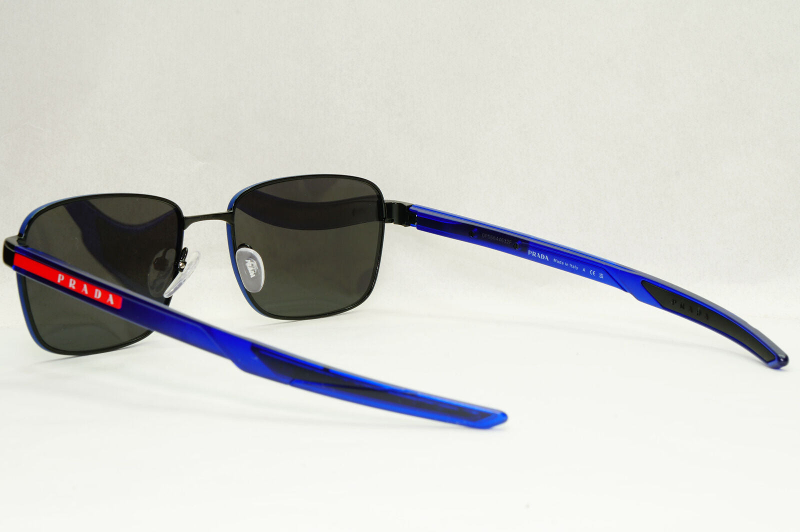 Prada Sunglasses Black Blue Square Red Stripe PS54OV VPS 54O 16C-1O1 55mm