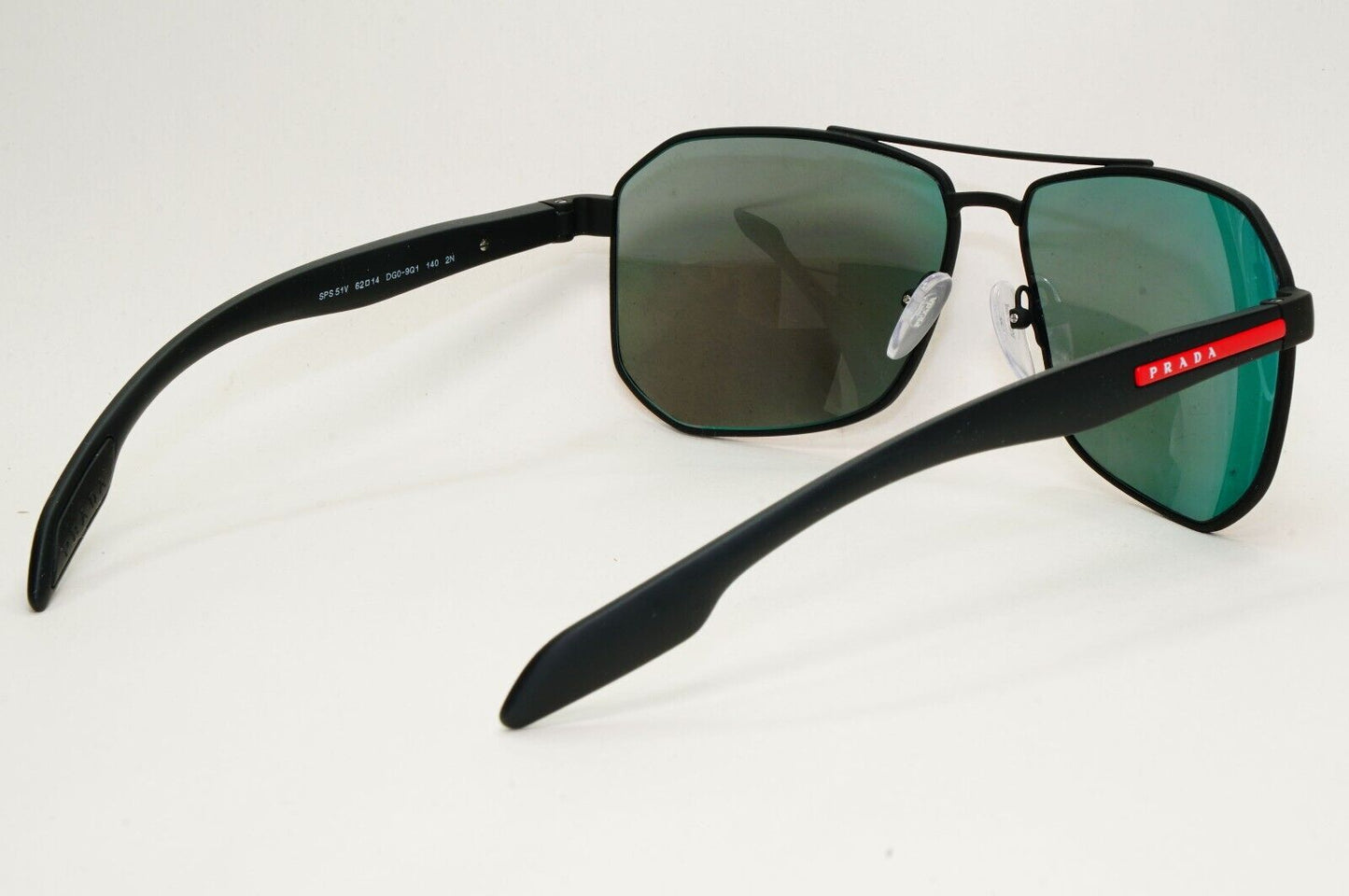Prada Sunglasses Black Mirror Blue Red Angular Pilot PS51VS SPS 51V DG0-9Q1 62mm