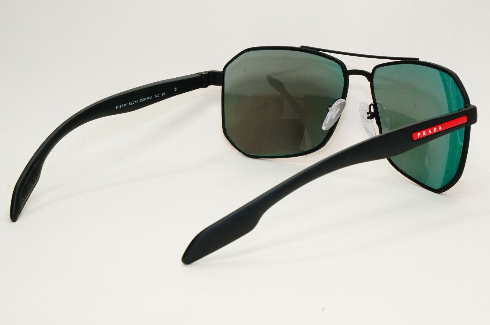 Prada Sunglasses Black Mirror Blue Red Angular Pilot PS51VS SPS 51V DG0-9Q1 62mm