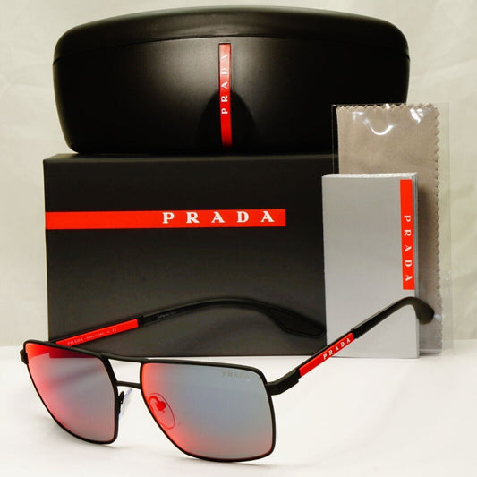 Prada Black Mirror Chameleon Sunglasses Red Blue SPS 50W PS50WS DG0-08F [b 38872