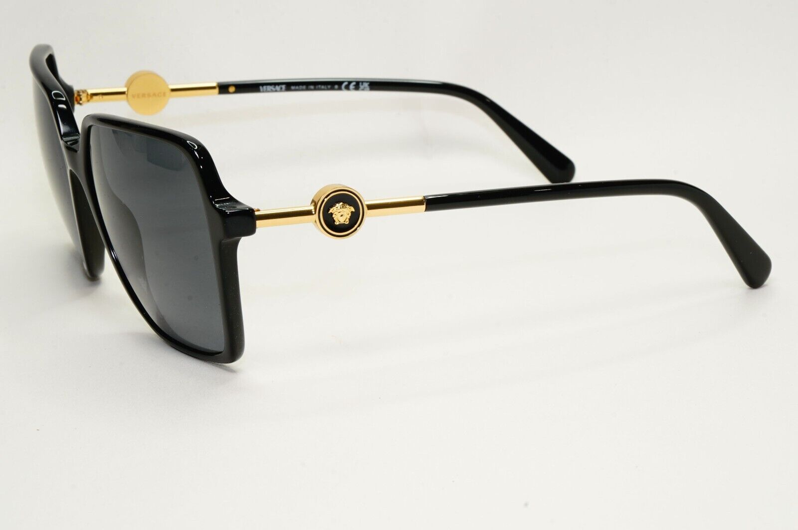 Versace Sunglasses Black Gold Medusa Square Dark Grey MOD VE 4396 GB1/87 58mm