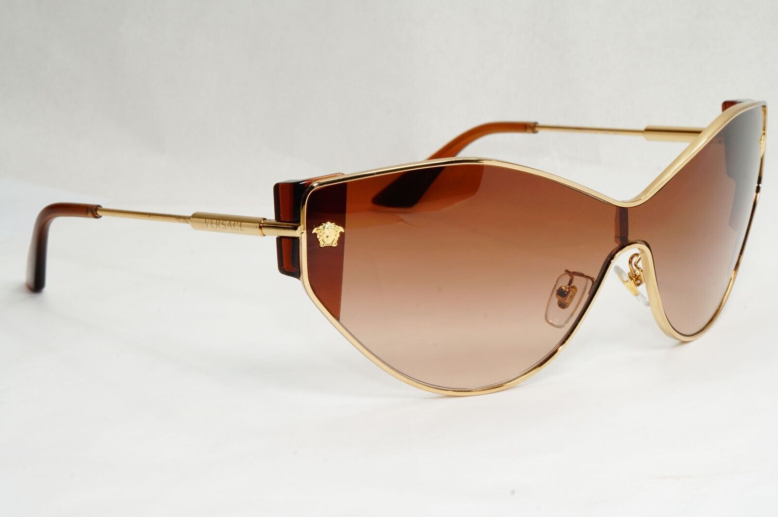 Versace Sunglasses Gold Brown Shield Gradient Metal MOD VE 2239 1002/13