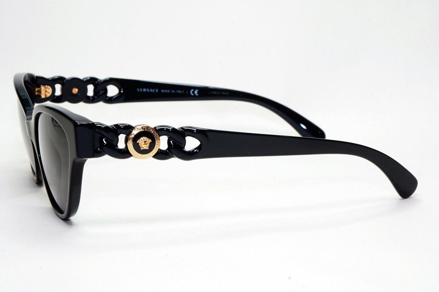 Versace Sunglasses Black Gold Medusa Chain Cat Eye MOD VE 3305 GB1 55mm