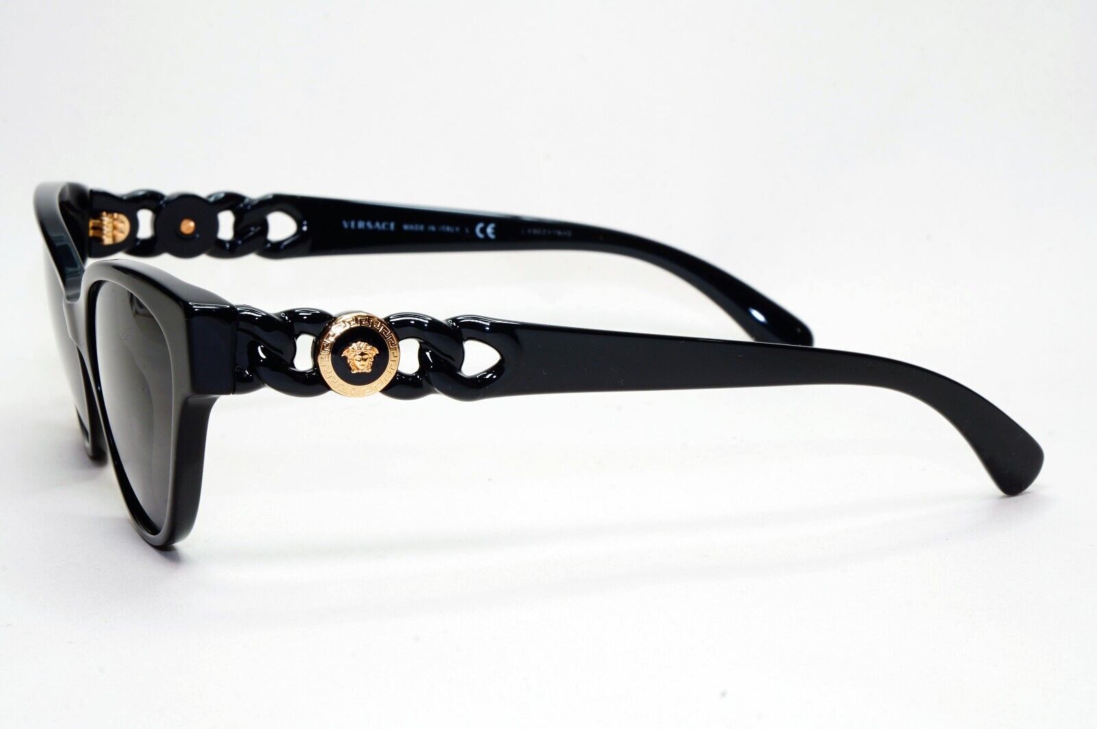 Versace Sunglasses Black Gold Medusa Chain Cat Eye MOD VE 3305 GB1 55mm