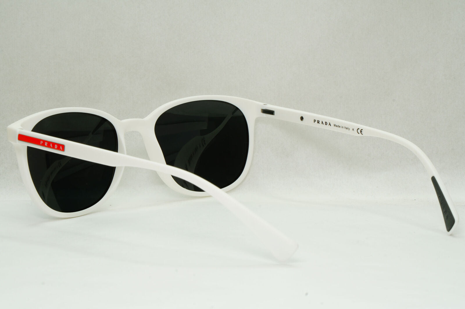 Prada Sunglasses White Black Square Red Stripe PS07LV VPS 07L TWK-1O1 53mm