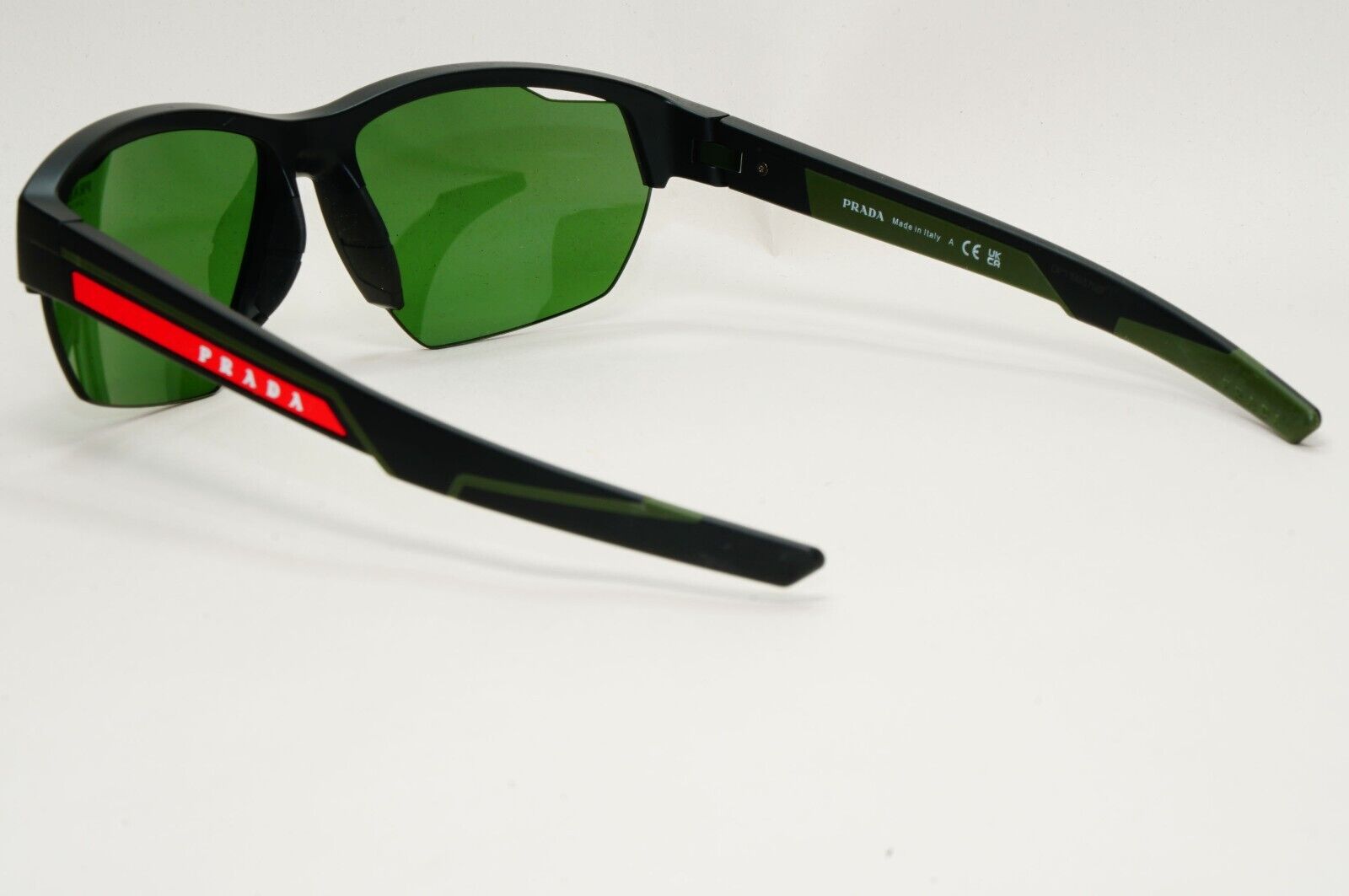 Prada Sunglasses Black Matte Wrap Red Stripe Green Tuning PS03YS SPS 03Y 18G-06U