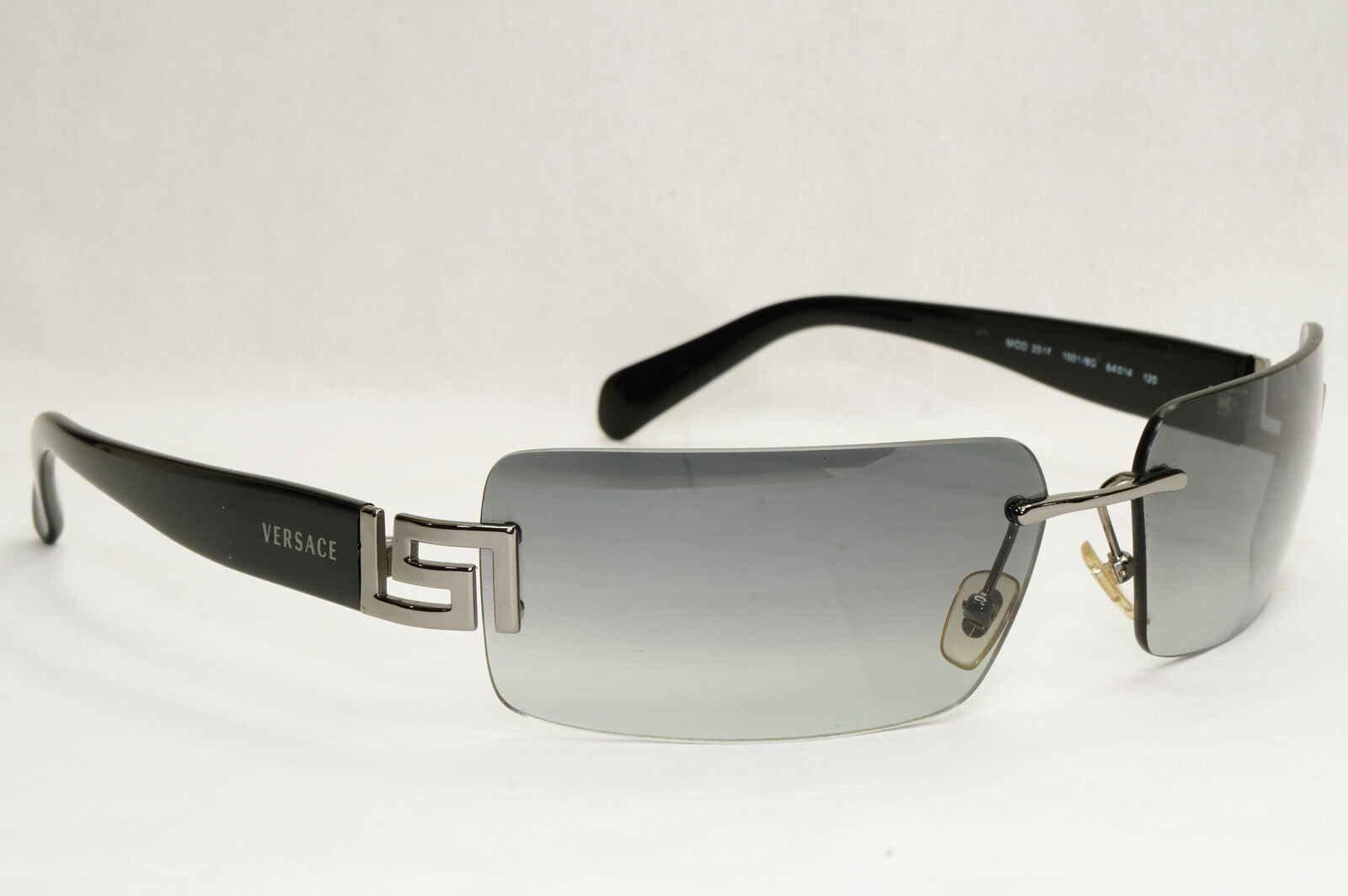 Versace Sunglasses 2004 Vintage Rimless Black Grey MOD 2017 1001/8G 180124