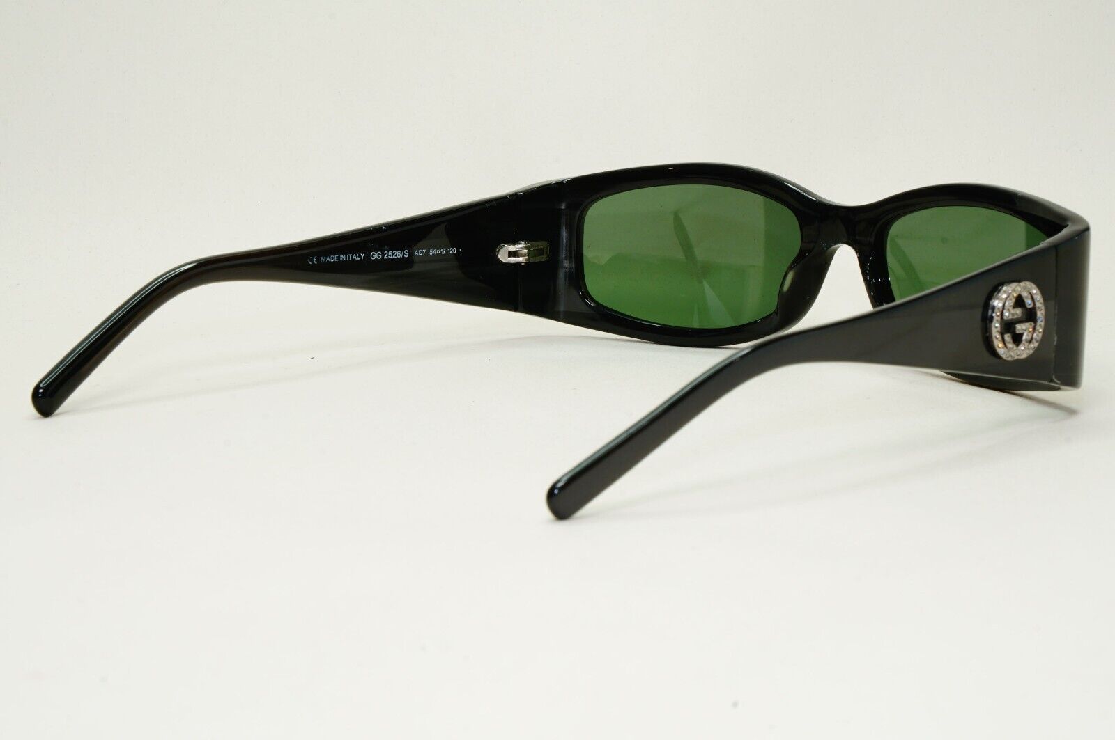 Gucci Sunglasses 1999 Vintage Grey Green Rectangle Crystal GG 2526/S AD7 051124