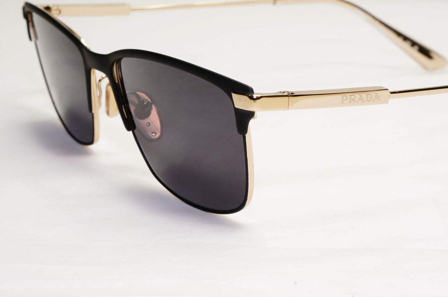Prada Sunglasses Gold Black Metal Rectangle PR55ZV VPR 55Z 1BO-1O1 55mm