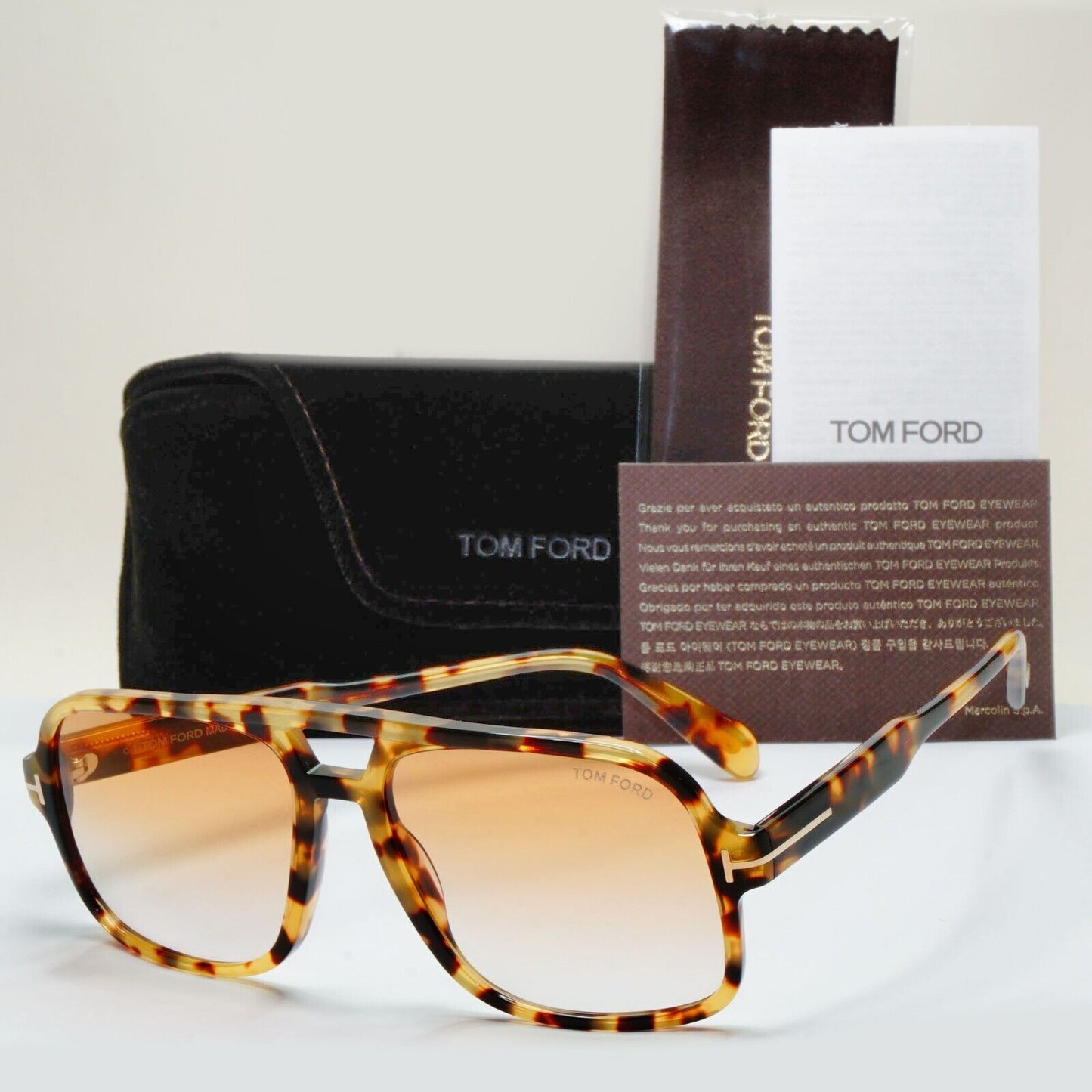 Tom Ford Sunglasses Falconer-02 Brown Havana Gradient Square FT0884 TF 884 56F