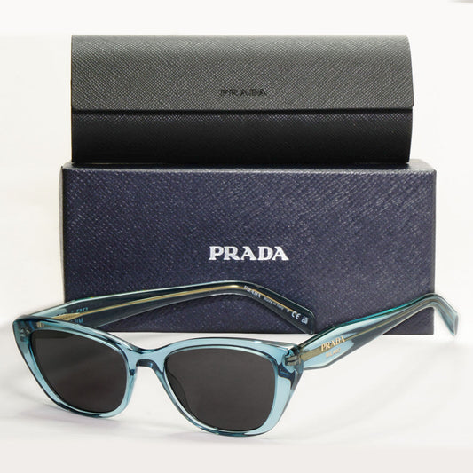 Prada Sunglasses Turquoise Transparent Black Square PR19WV VPR 19W 16J-1O1 51mm