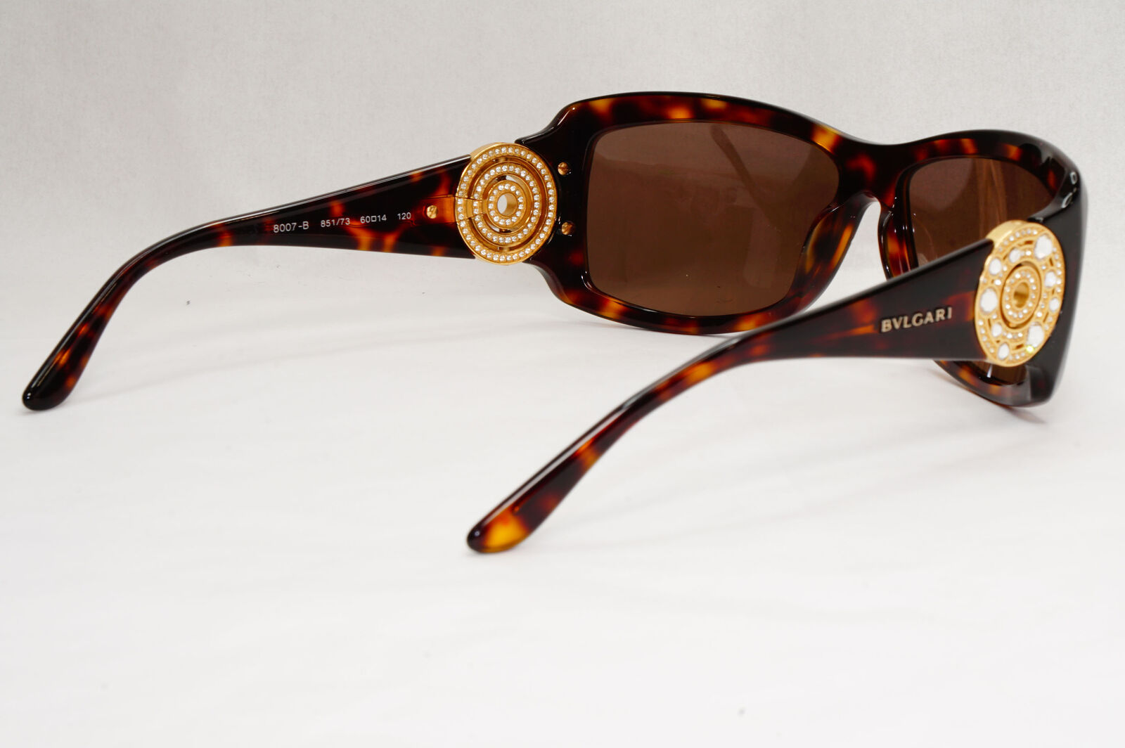 Bvlgari Sunglasses Crystal Brown Tortoiseshell Square 8007-B 851/73 050124