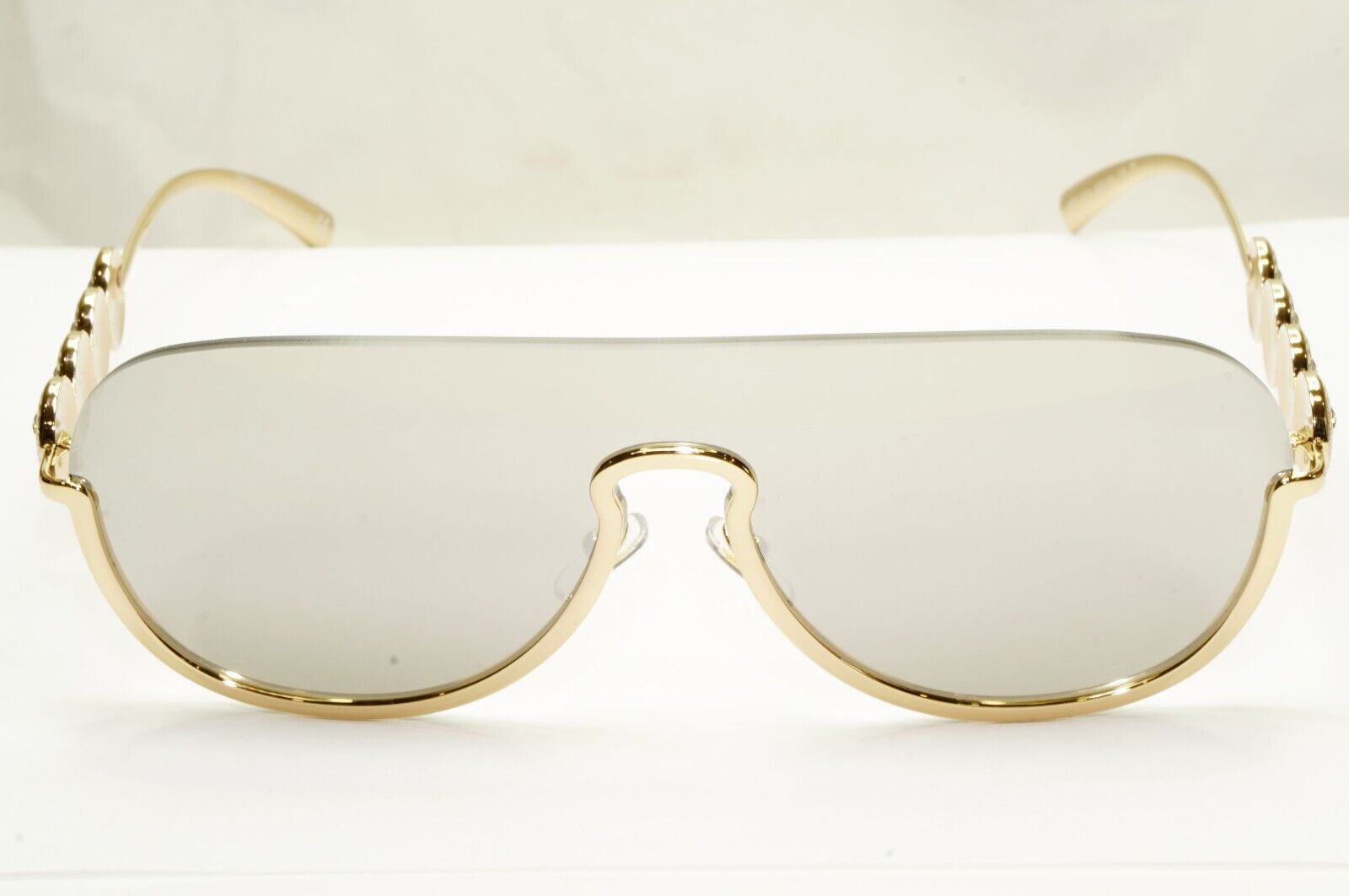 Versace Sunglasses Gold Silver Mirror Medusa Shield Unisex MOD VE 2215 1252/6G
