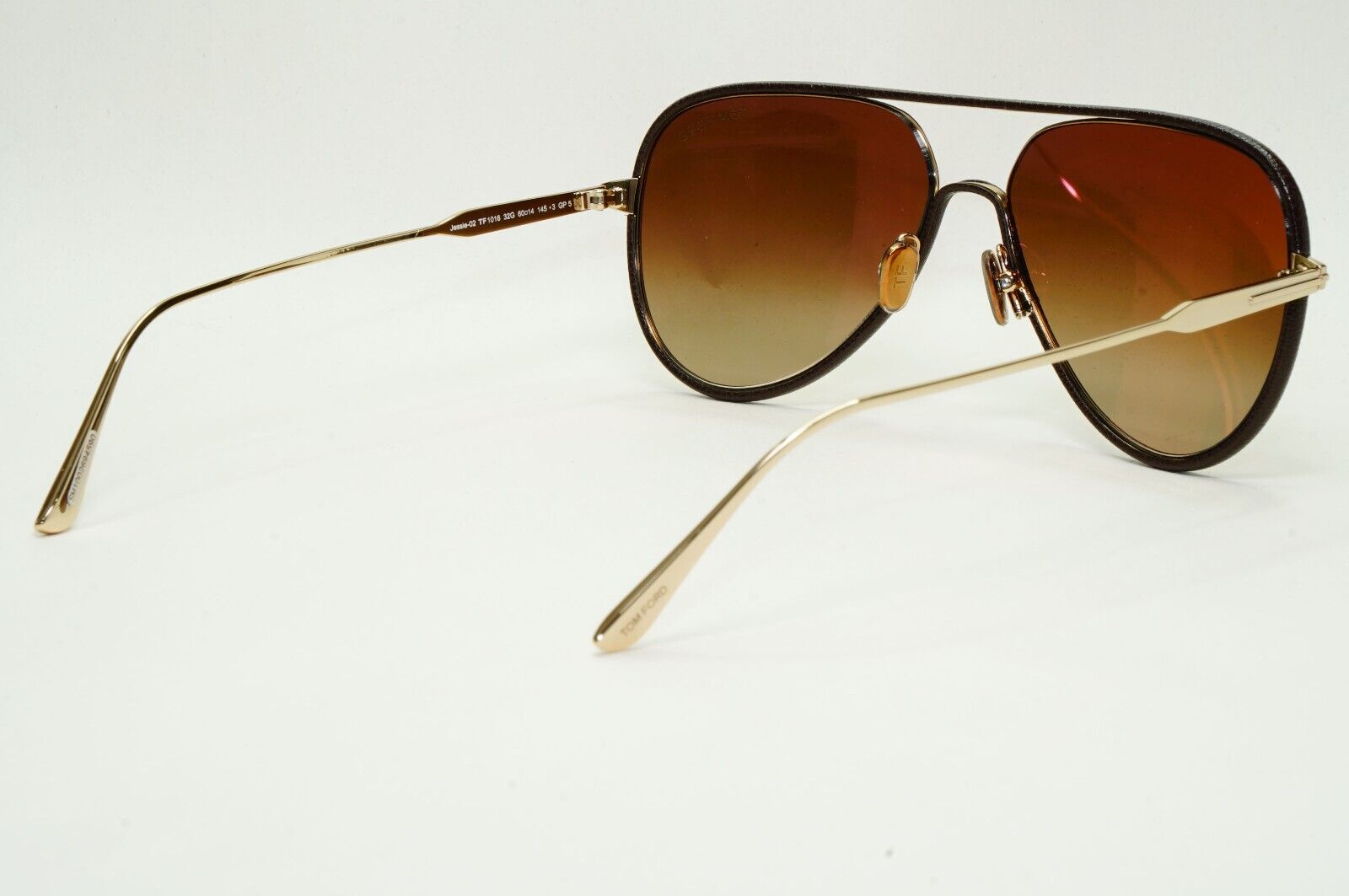 Tom Ford Sunglasses Jessie-02 24K Gold Plated Leather Pilot Brown FT1016 32G