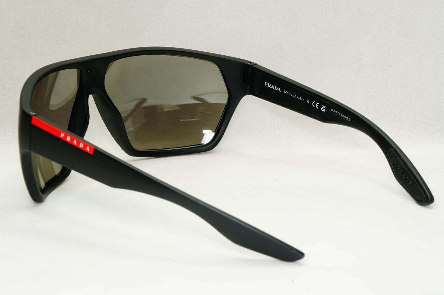 Prada Sunglasses Black Silver Mirror Rubber Wrap PS08US SPS 08U DG0-2B0