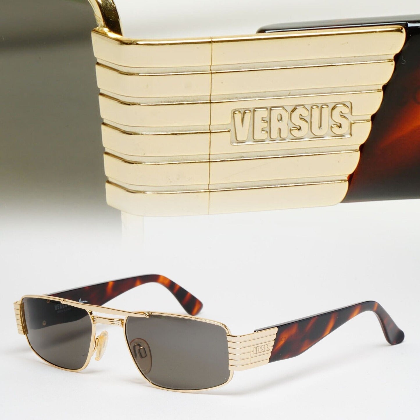 DAMAGED Versus Sunglasses 1996 by Gianni Versace Vintage Gold MOD F13 COL 030