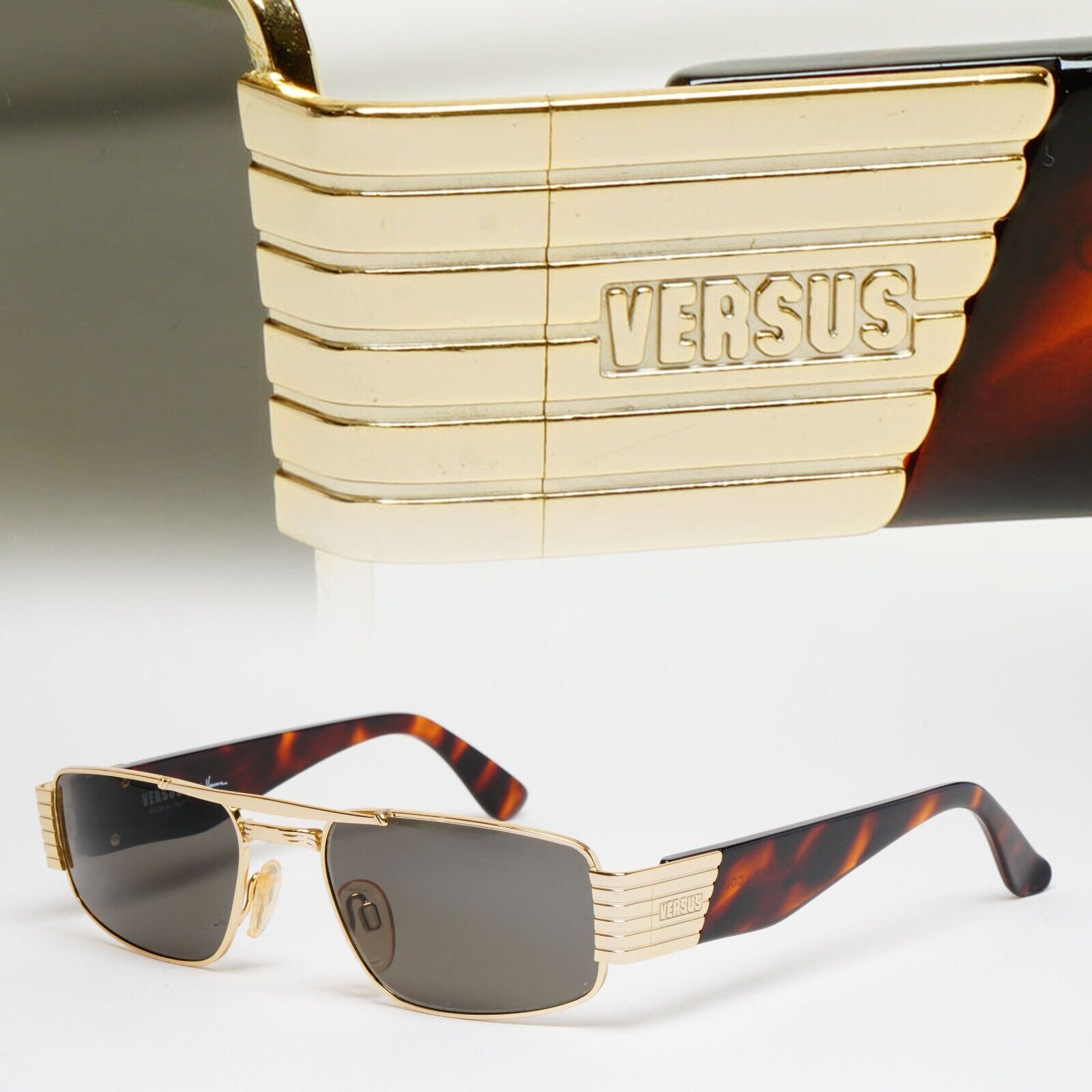 DAMAGED Versus Sunglasses 1996 by Gianni Versace Vintage Gold MOD F13 COL 030