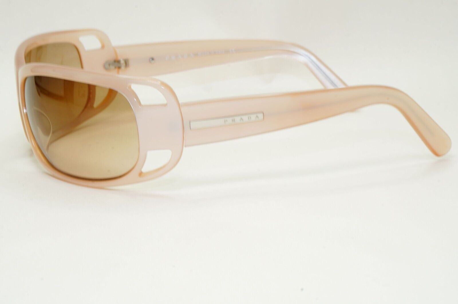 Prada Sunglasses 2005 Vintage Beige Brown Wrap PR02FS SPR 02F 3BQ-6S1 311024