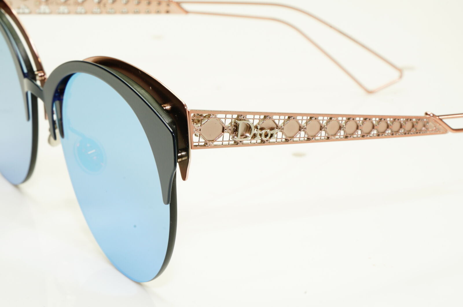 Authentic Dior Womens Mirror Metal Sunglasses Black Blue Gold Diorama Club FBXA4