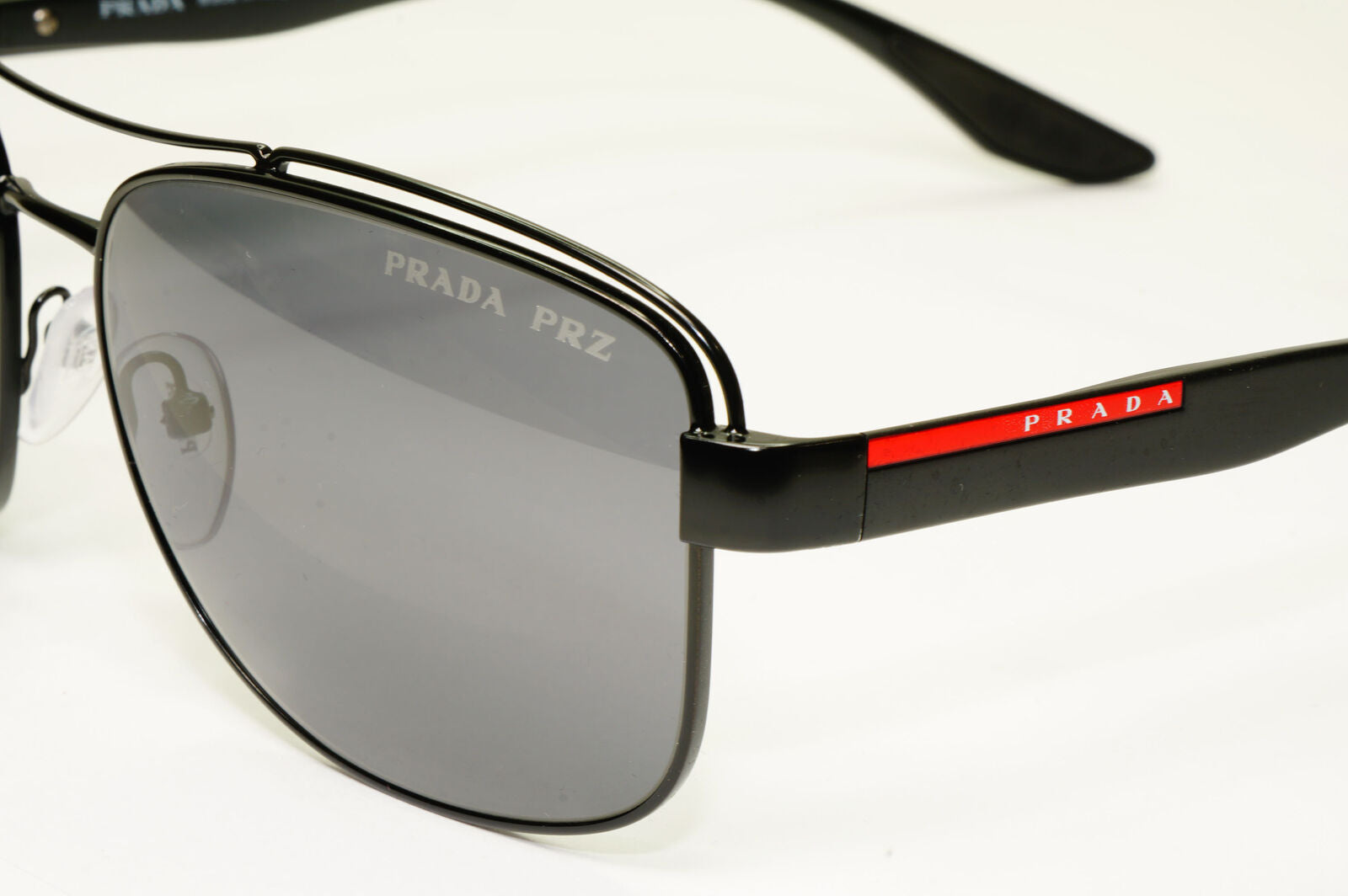 Prada Polarised Sunglasses Black Grey Pilot Metal PS57VS SPS 57V 1BO-02G