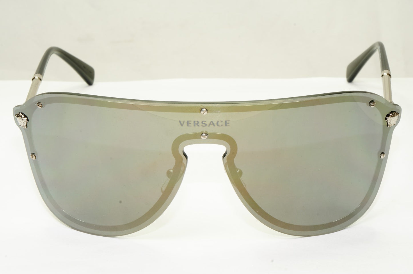 Versace Sunglasses Shield Visor Mask Gold Mirror Silver MOD 2180 1000/5A [a]