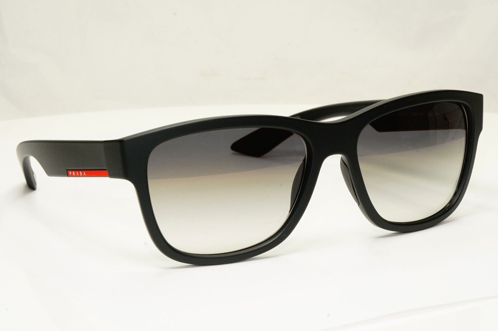 Prada Black Sunglasses Squre Grey Gradient Red Stripe PS03QS SPS 03Q DG0-0A7