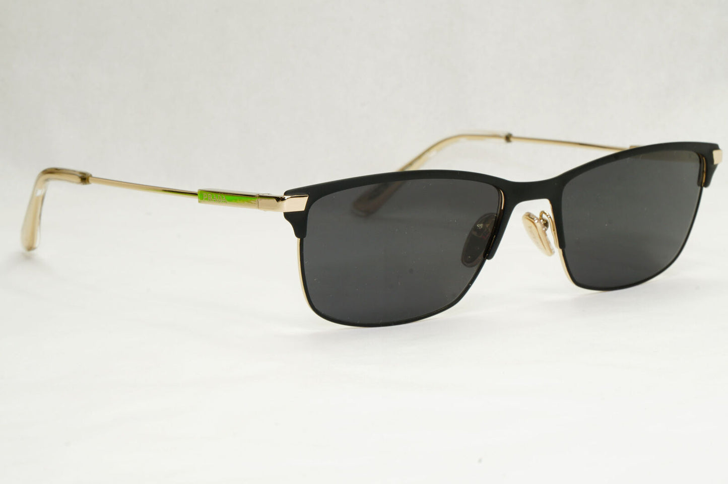 Prada Sunglasses Gold Black Metal Rectangle PR55ZV VPR 55Z 1BO-1O1 55mm