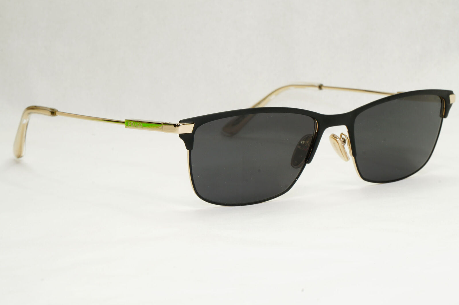 Prada Sunglasses Gold Black Metal Rectangle PR55ZV VPR 55Z 1BO-1O1 55mm