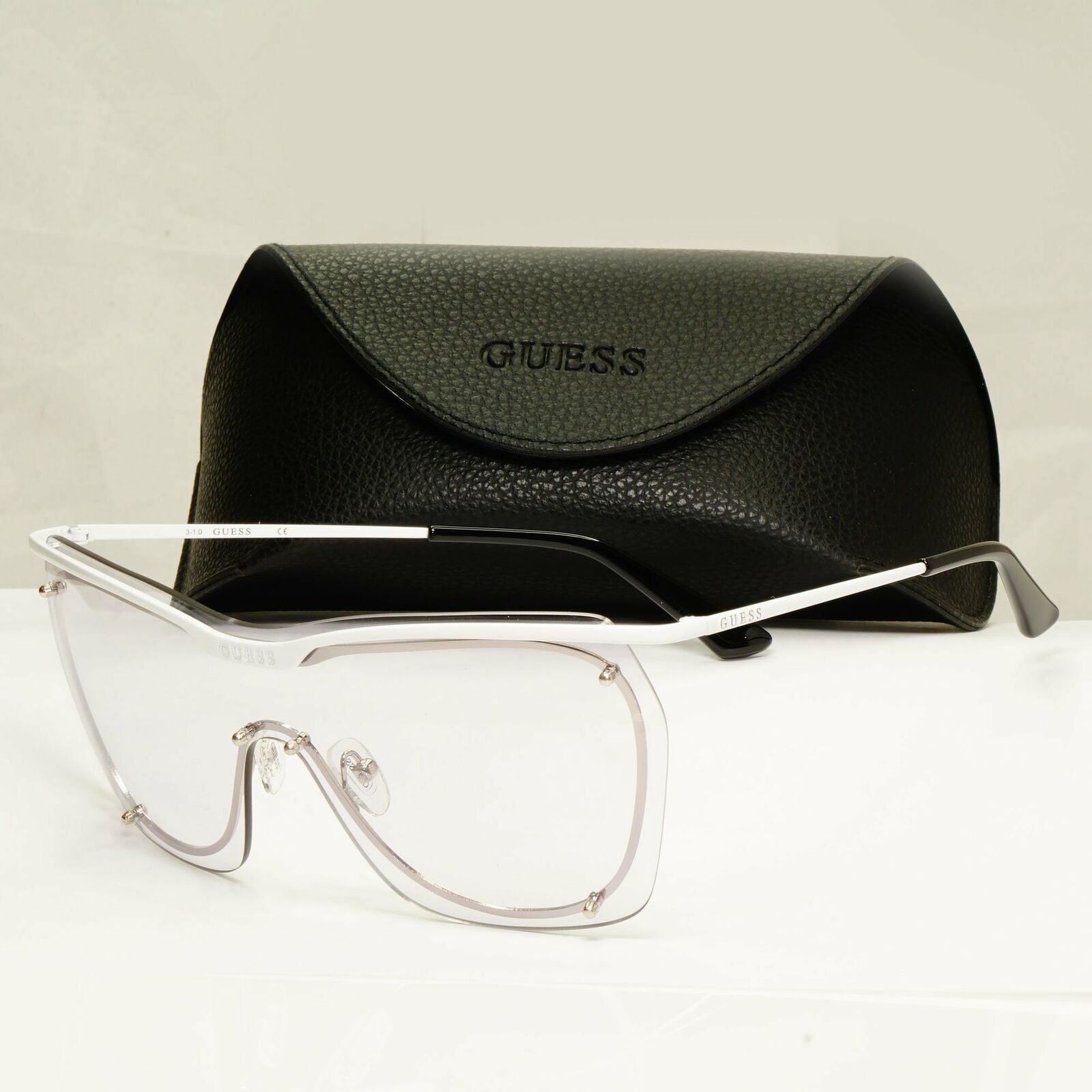 Guess Sunglasses Shield White Lilac Light Tint Visor Mask Womens GU 7720 21C