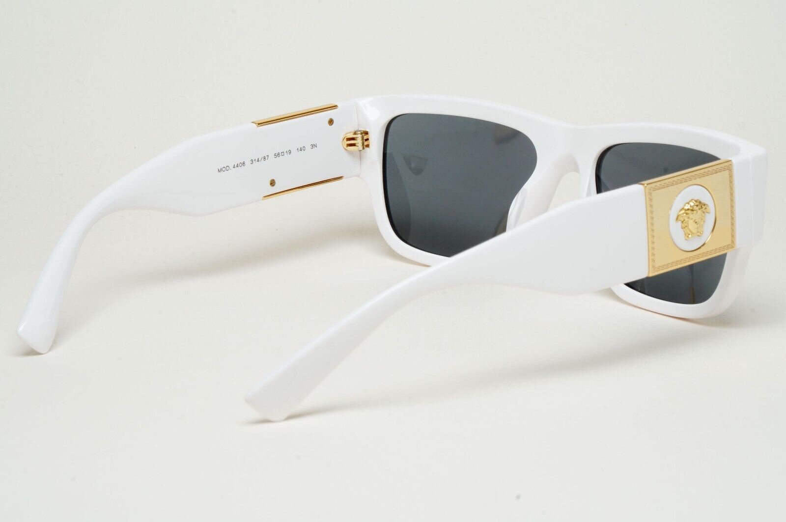 Versace Sunglasses White Gold Medusa Grey Square MOD VE 4406 314/87 56mm