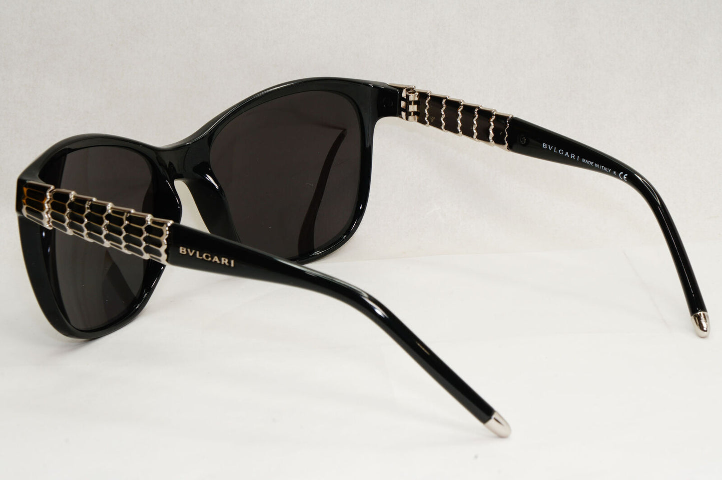 Bvlgari Sunglasses 2011 Vintage Black Silver Scales Square 8104 901/8G 060324