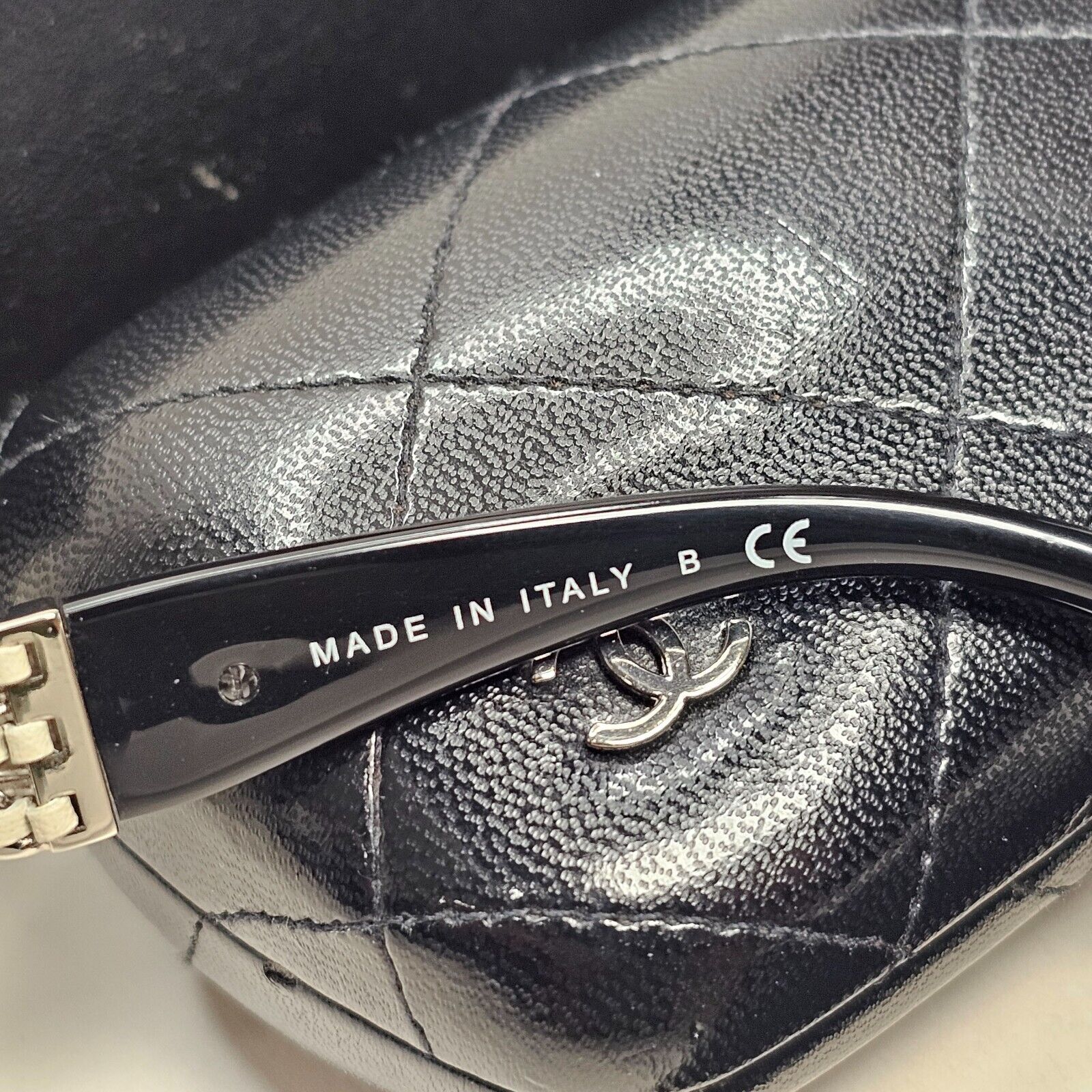 Chanel Sunglasses Black Grey Mirrored Silver Leather Chain 5362-Q c.501/26