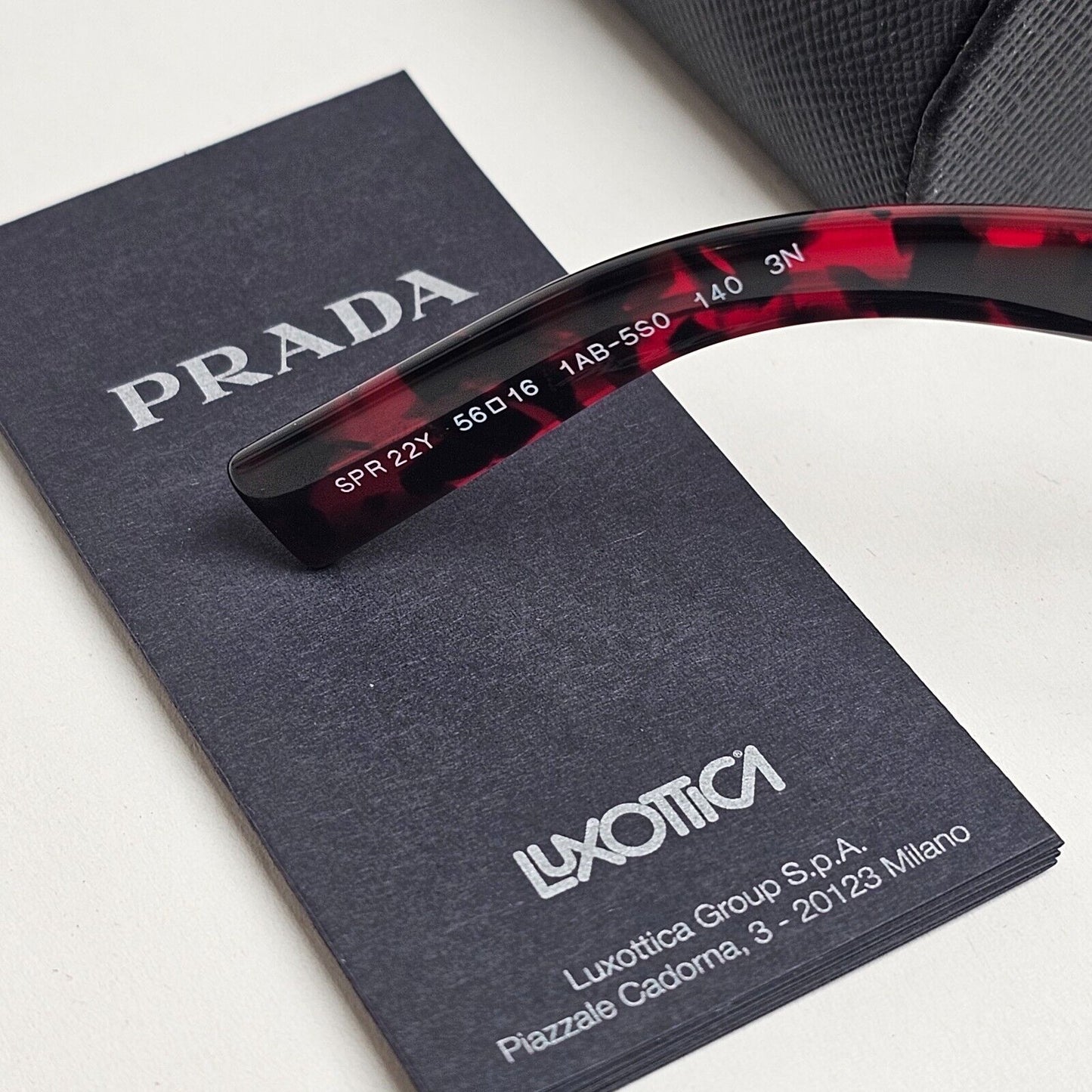 Prada Sunglasses Symbole Triangle Black Red Gred PR22YS SPR 22Y 1AB-5S0 060125