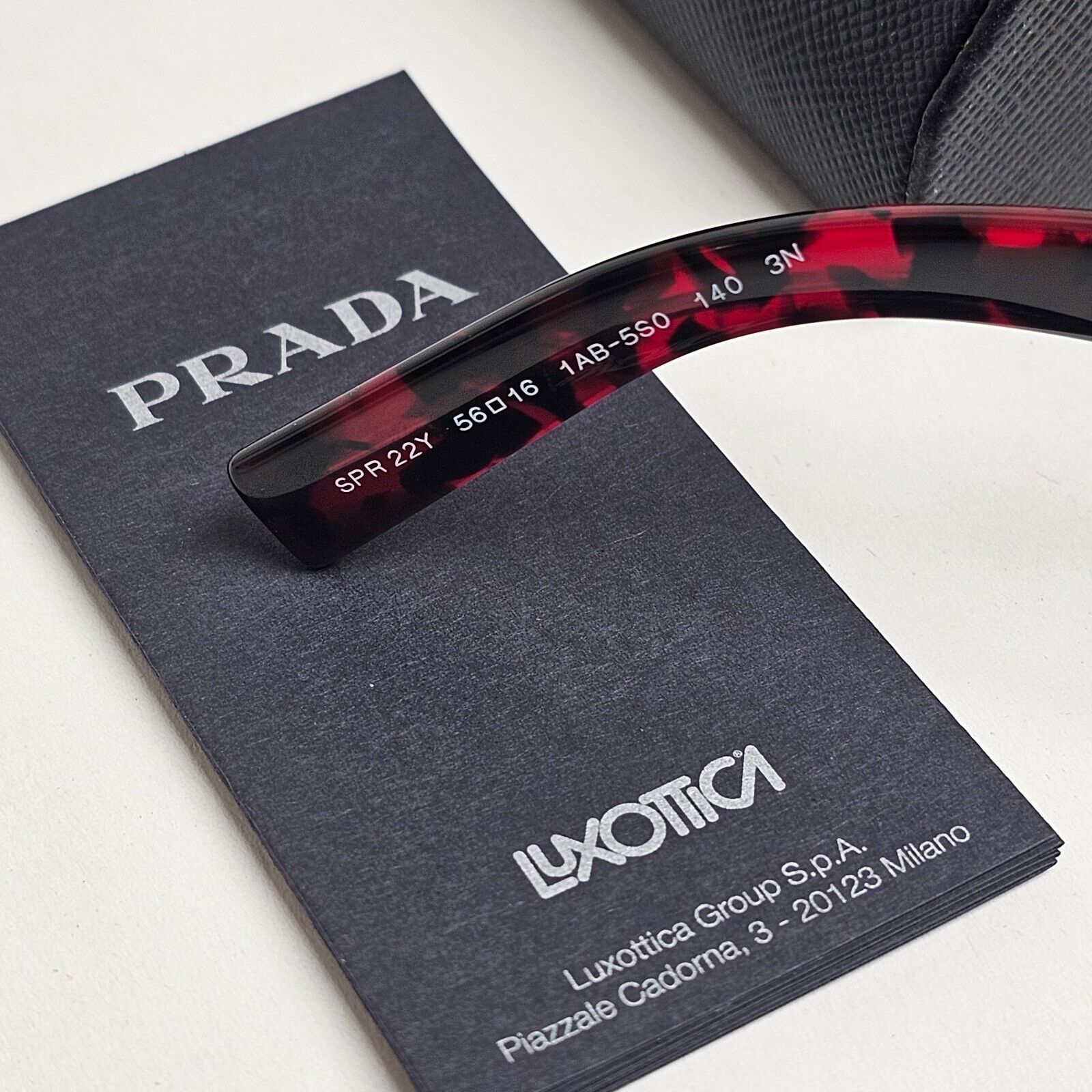 Prada Sunglasses Symbole Triangle Black Red Gred PR22YS SPR 22Y 1AB-5S0 060125